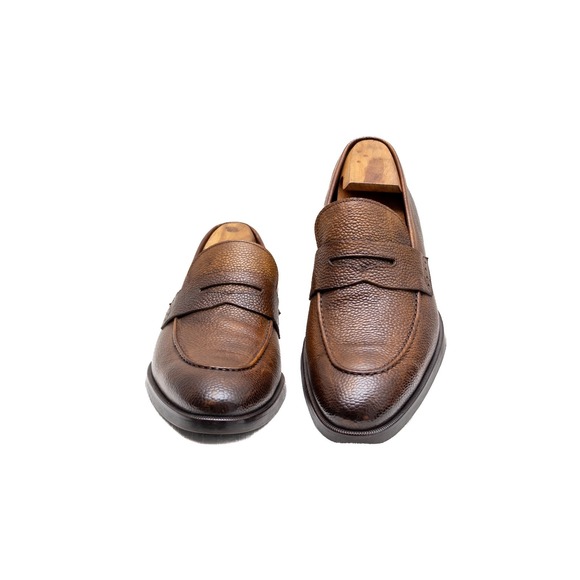 Di Bianco SPQR Men's Brera' Brown Pebble Grained Leather Loafers – Size US 12 - Picture 4 of 13